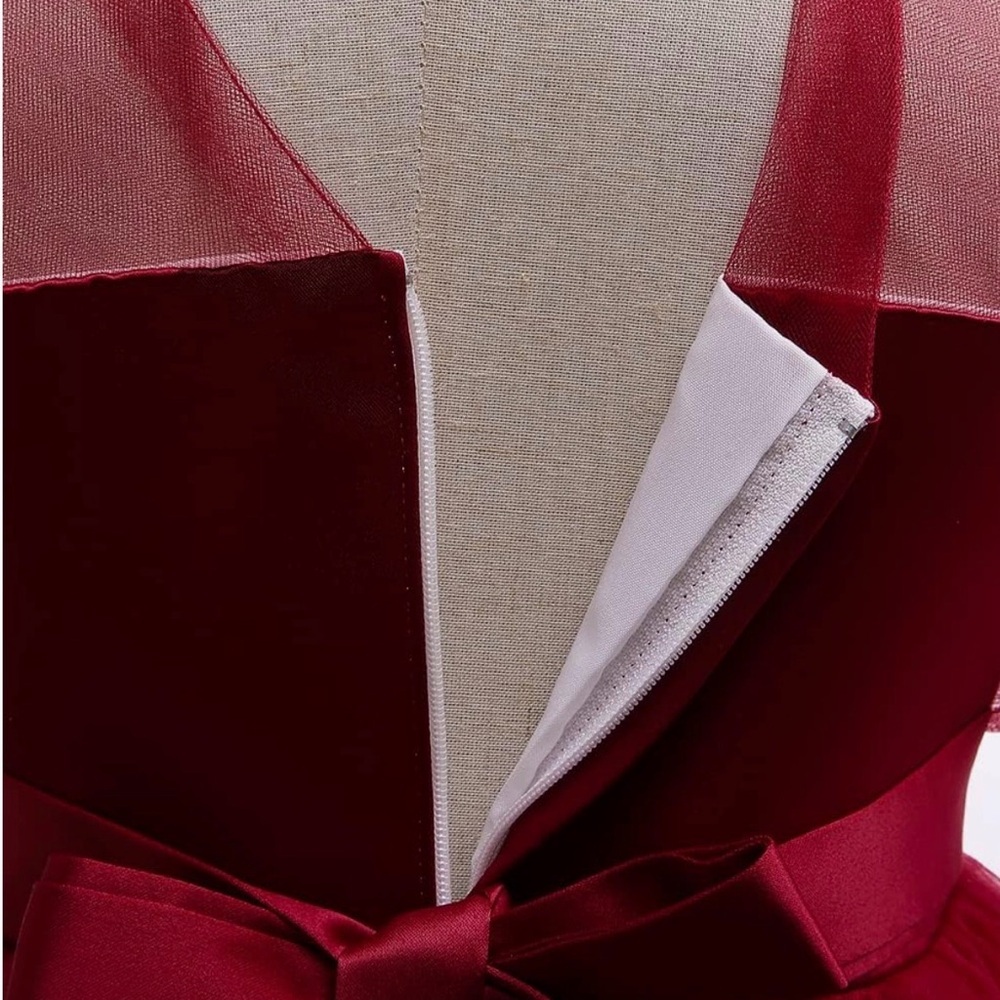 Burgundy Princess Tulle Dress | Special Occasion - Picture 4 of 4